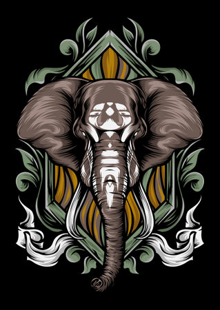 elephants who follow war illustration vector artのイラスト素材