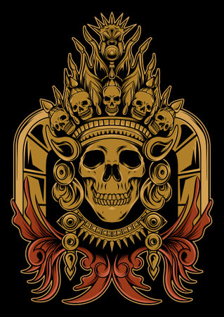 skull aztec illustration bade atのイラスト素材