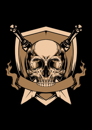 skull shield blade vector illustrationのイラスト素材