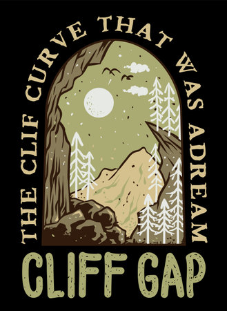 cliff gap illustration retro designのイラスト素材