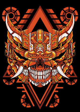 mask iron skull mecha illustration vector artのイラスト素材