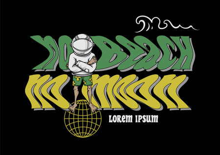 no beach no moon illustration retro streetwearのイラスト素材