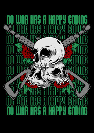 no war has a happy ending illustration vector art skullのイラスト素材