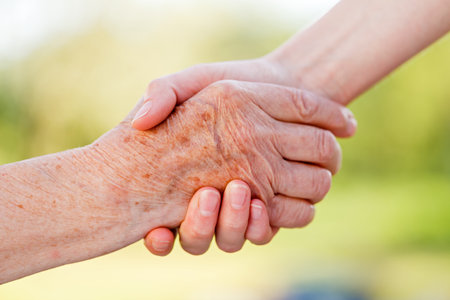 The helping hands for elderly home careの写真素材