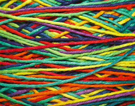 The multicolored yarn used for knitting clothesの写真素材