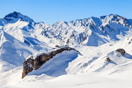Picture of snowy winter landscape in the Alpsの写真素材