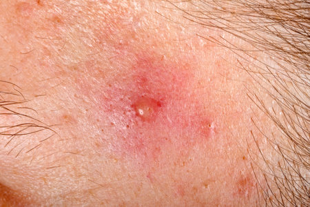 Close up photo of nodular cystic acne skin