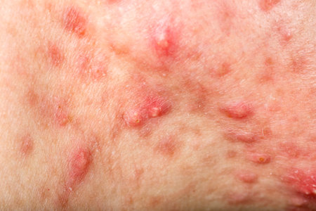 Close up photo of nodular cystic acne skinの写真素材