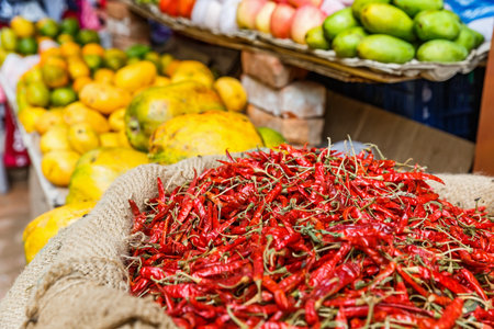 Photo of a vegetable and fruits marketの写真素材