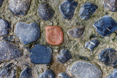Close up photo of stone pathway textureの写真素材