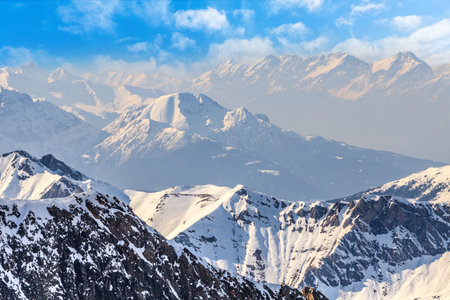 Landscape photo of snowy mountains in Alps