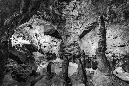 Photo of beautiful dripstone cave under Budapestの写真素材