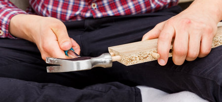 Home improvement, do it yourself activity in new homeの写真素材