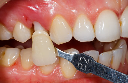 Photo of teeth shade determination in dental clinicの写真素材