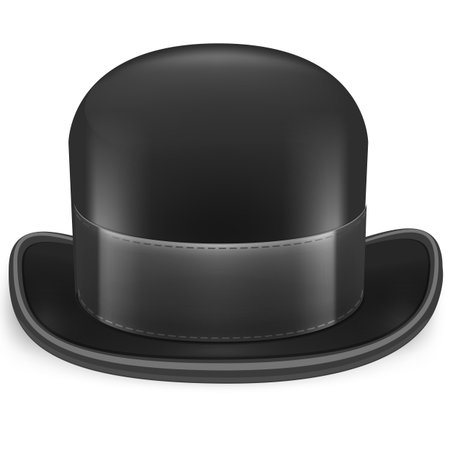 Black bowler hat on a white backgroundのイラスト素材