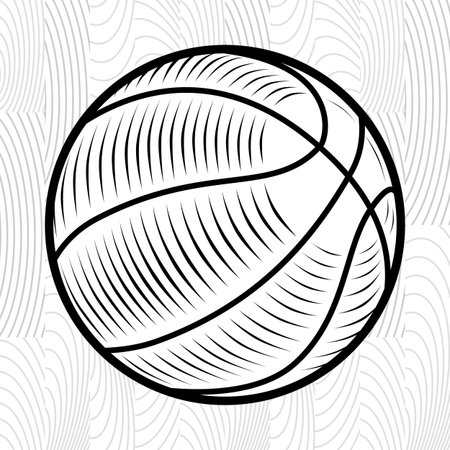 Engraving basketball ball. Isolated vector illustrationのイラスト素材
