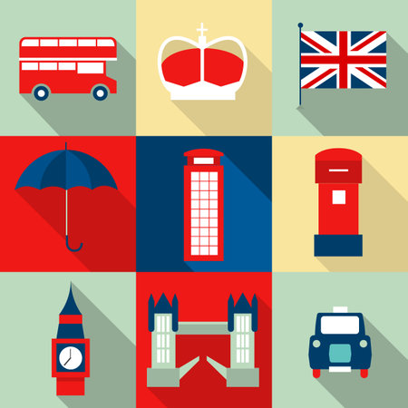 London vintage icons vectorsのイラスト素材