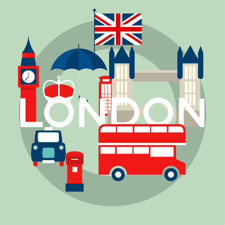 Vector set of London symbolsのイラスト素材