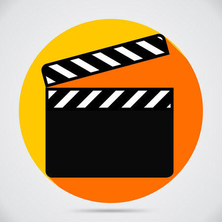 Colorful illustration with clipper board flat icon on a yellow backgroundのイラスト素材