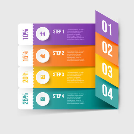Modern infographics element number template. Vector illustration. can be used for workflow layout, diagram, business step options, banner, web designのイラスト素材