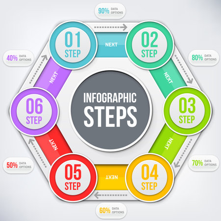 Modern infographics element number template. Vector illustration. can be used for workflow layout, diagram, business step options, banner, web designのイラスト素材
