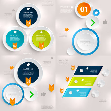 Set of modern infographics element number template. Vector illustration. can be used for workflow layout, diagram, business step options, banner, web designのイラスト素材