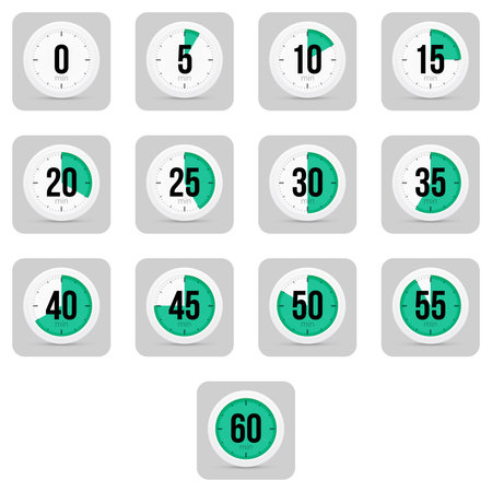 Set of simple timers. Set of thirteen elements.