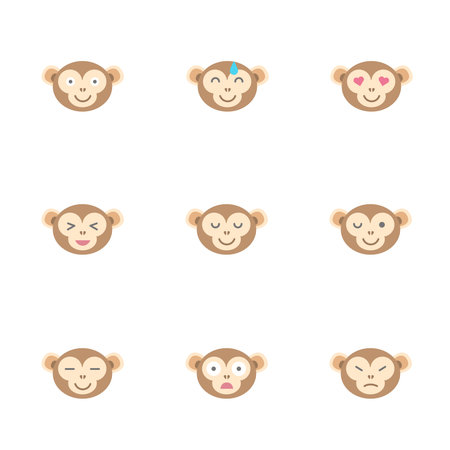 Monkey emoticons. Isolated vector illustration on white backgroundのイラスト素材