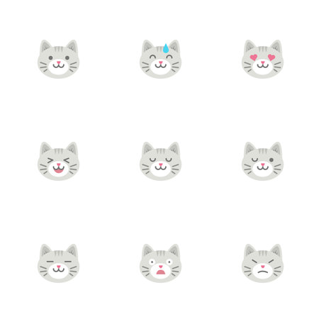 Cats' emoticons. Isolated vector illustration on white backgroundのイラスト素材
