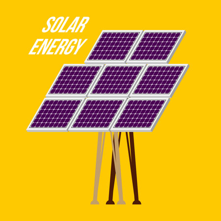 Solar Panel Isolated on Yellow Background. Vector Illistration.のイラスト素材