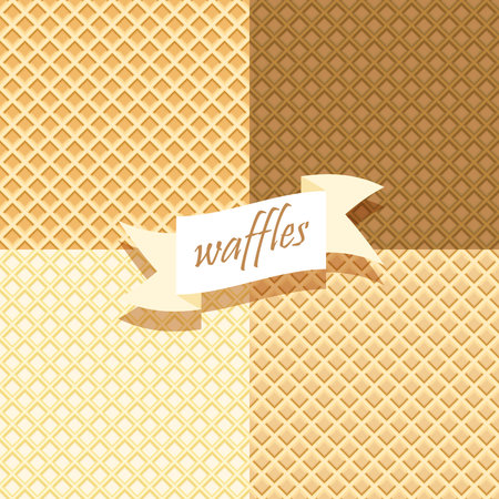 Set of Wafer Patterns. Waffels. Endless texture.のイラスト素材