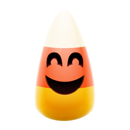 Realistic Candy Corn Illustration. Halloween Candy Corn Icon Character. Isolated on White...