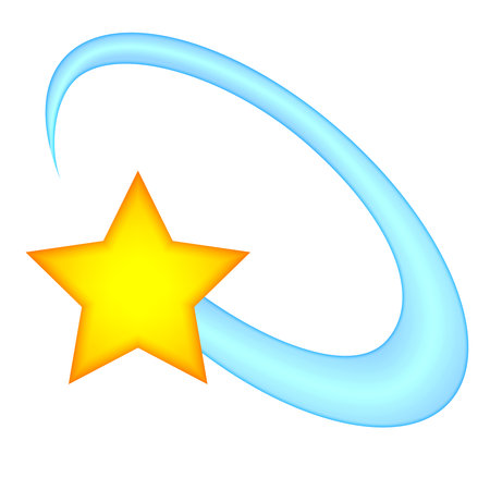 Orbited Star Emoji. Star Orbit Emoticon. Isolated Illustration on White Backgroundのイラスト素材