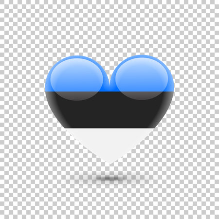 Estonian Flag Heart Icon on Transparent Background. Vector illustrationのイラスト素材