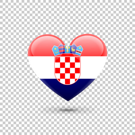 Croatian Flag Heart Icon on Transparent Background. Vector illustrationのイラスト素材