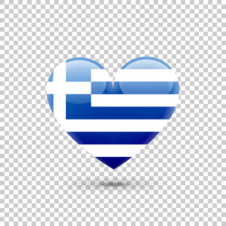 Greek Flag Heart Icon on Transparent Background. Vector illustrationのイラスト素材
