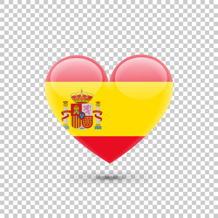 Spanish Flag Heart Icon on Transparent Background. Vector illustrationのイラスト素材