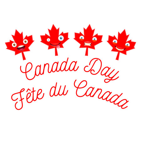 Happy Canada Day Vector Template with Leaf Emoticons.のイラスト素材