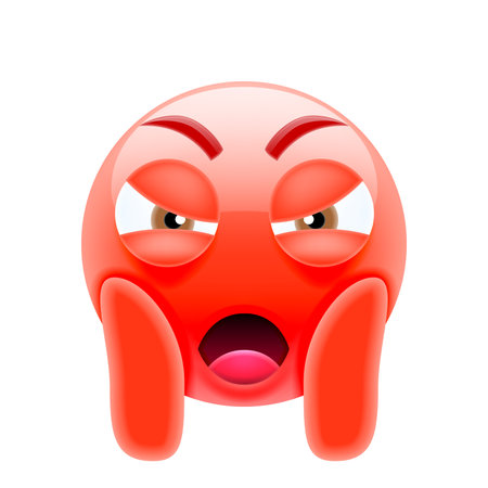 Mean Face Screaming in Fear Emoji. Scared Face Iconのイラスト素材