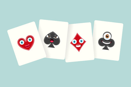 Emoji Suit of Playing Cards. Vector Illustration Symbols Isolated on White Backgroundのイラスト素材