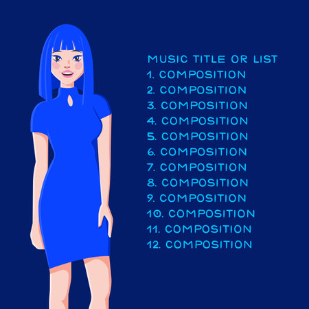 Poster for a Party, Music Collection or Business Presentation. Asian Girl with Pink Hair and Pink Evening Dress. Realistic Flat Design for Business or Media Purposes. Millennial Pink Vector Conceptのイラスト素材