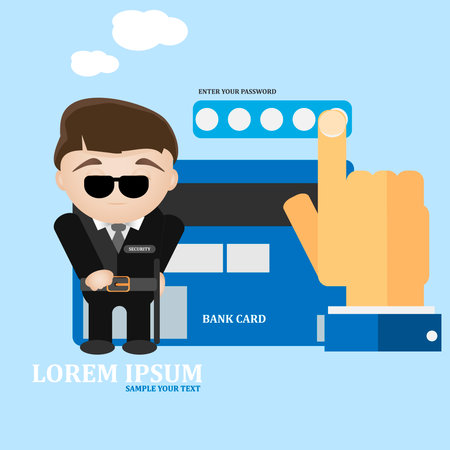 Bank card secure and protect concept vector illustration.のイラスト素材