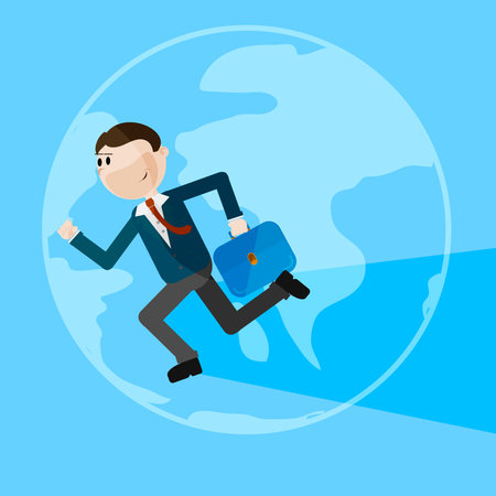 Running man over globe background vector illustration.のイラスト素材