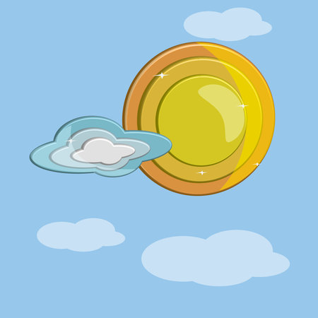 modern 3d sun and clouds imageのイラスト素材