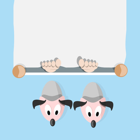 Foots in a bed and pair of puppy-slippers vector imageのイラスト素材