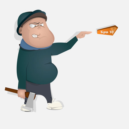 Cartoon man with axe isolated over white vector imageのイラスト素材