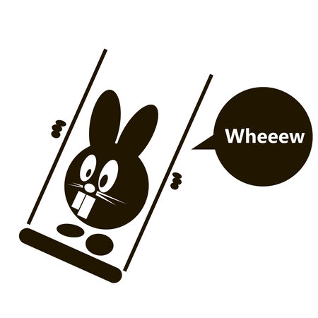 Funny outline rabbit on a swing vector illustration. Can be use for label, sticker, poster and design elements.のイラスト素材