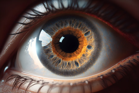 The gate to the soul - detail surreal eye - Close-up of human eye, 3D rendering. Computer digital drawing.の素材