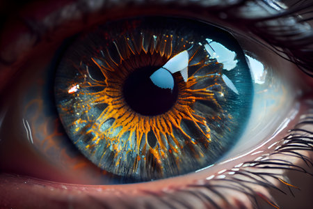Close-up of human eye with iris. 3D renderingの素材