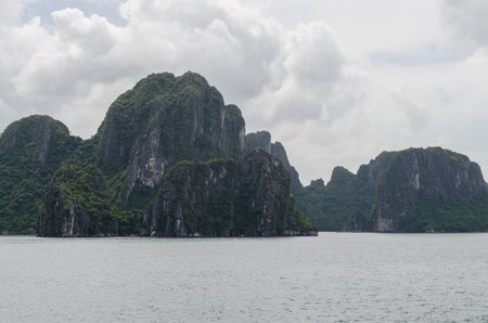 vietnam sea landscape between mountains and waterの写真素材